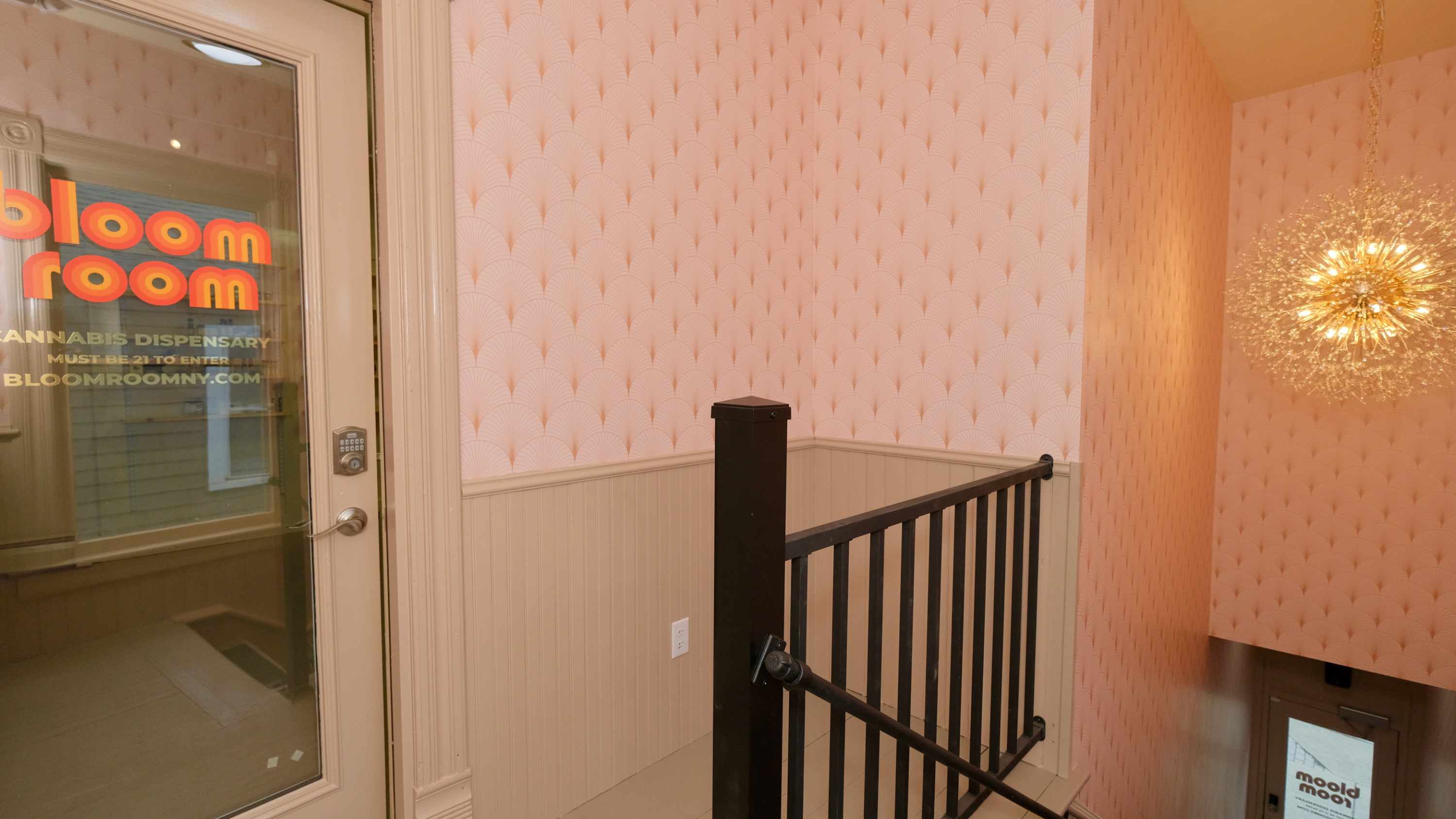 Interior hallway of Bloom Room cannabis dispensary